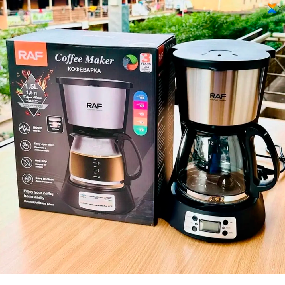 Cafetera de goteo Digital 1000W, 1.5L,