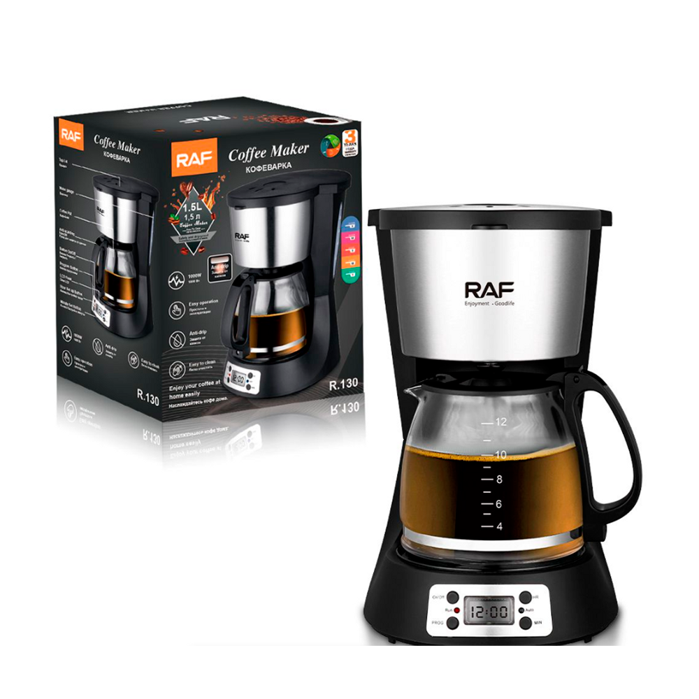 Cafetera de goteo Digital 1000W, 1.5L,