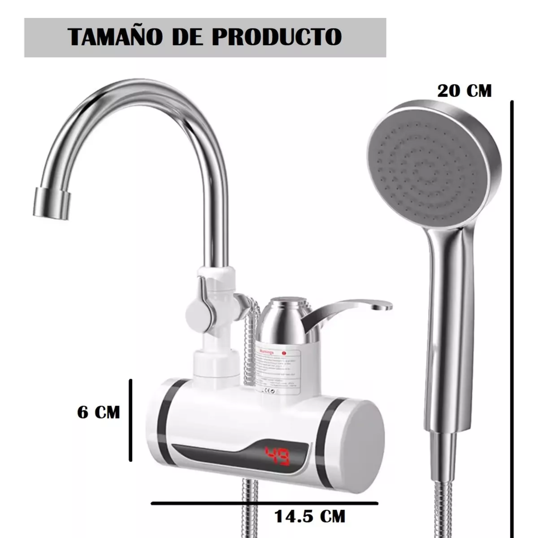 Grifo Lavaplatos Eléctrico Agua Caliente