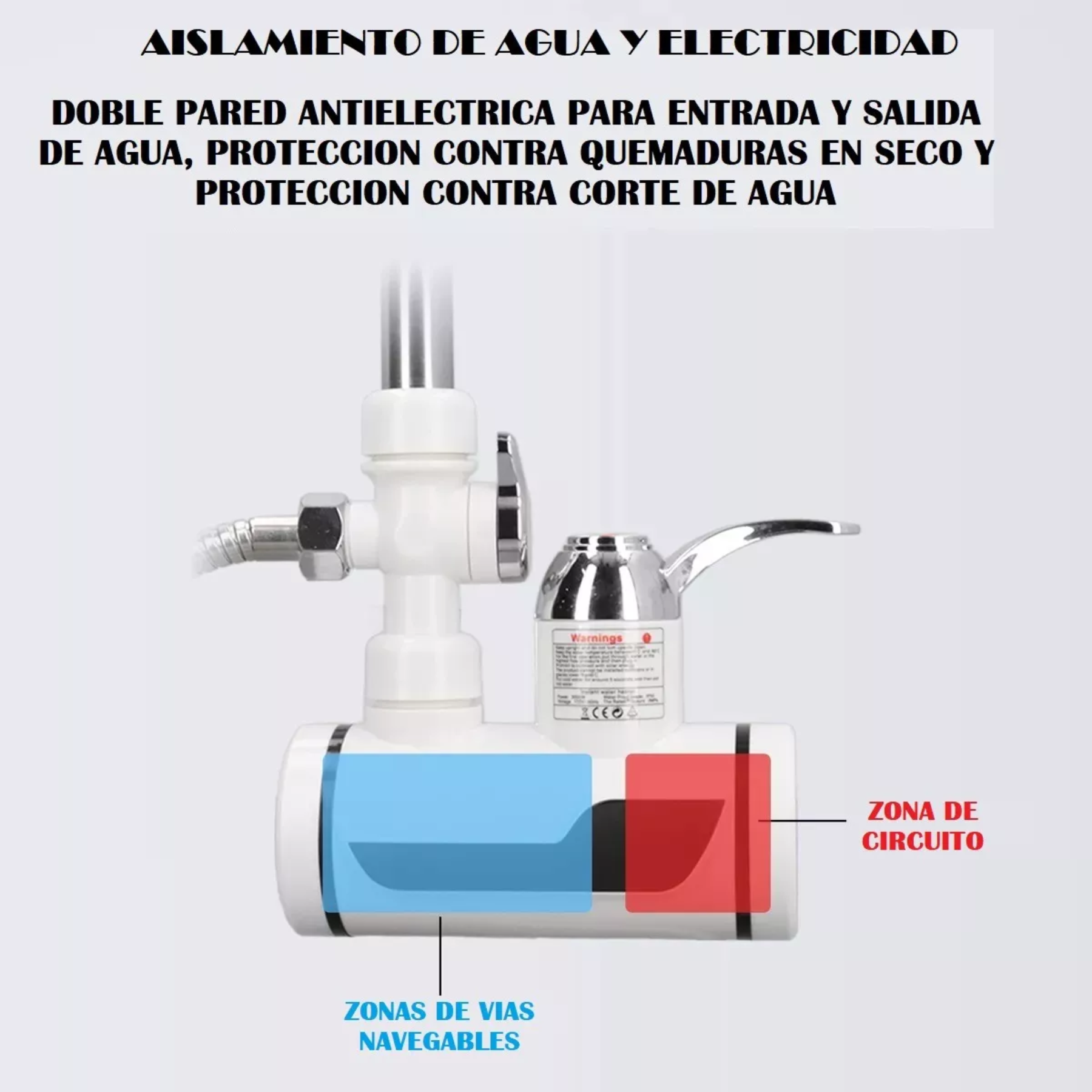 Grifo Lavaplatos Eléctrico Agua Caliente